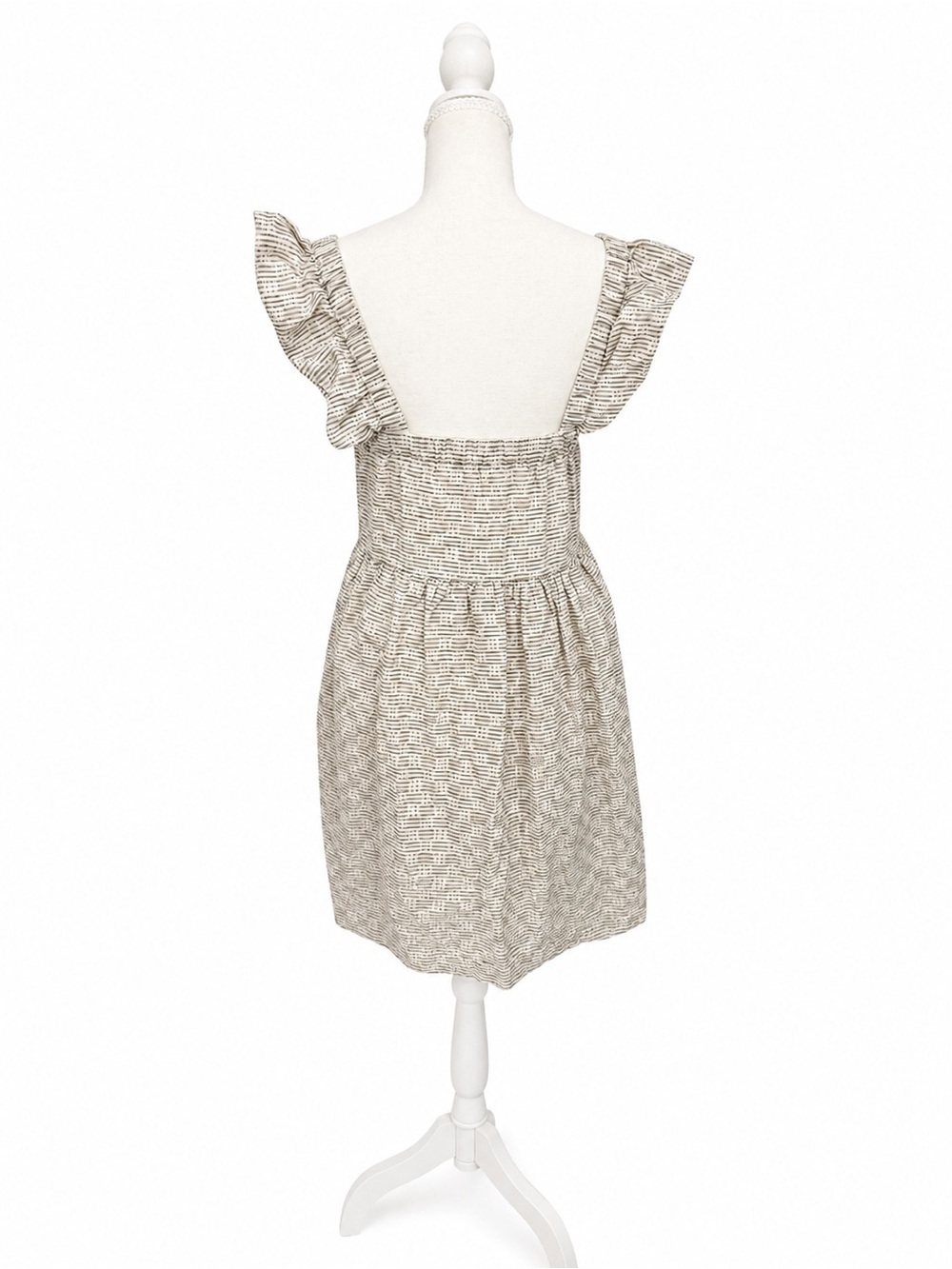 Madewell XS Striped Smocked Mini Dress Linen Blend Pockets Cottagecore - Picture 2 of 4